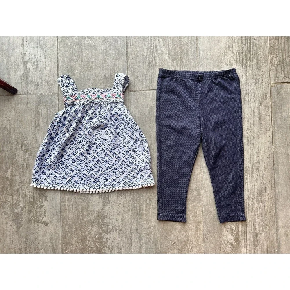 Baby Toddler Girl 2 Piece Outfit Set Sleeveless Top & Leggings 24M 2T Cute Sweet